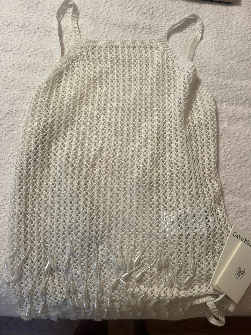 Peppermayo White Crochet Beaded Tank Top - Picture 1 of 3